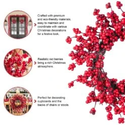 14 In. D Mini Red Berries Unlit Artificial Christmas Wreath (Set Of 2) -Christmas Decor Shop glitzhome christmas wreaths 2016000064 1f 1000