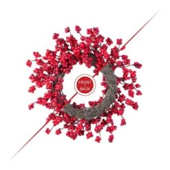 14 In. D Mini Red Berries Unlit Artificial Christmas Wreath (Set Of 2) -Christmas Decor Shop glitzhome christmas wreaths 2016000064 4f 1000