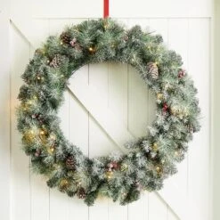 36 In. D Oversized Pre-Lit Glittered Pine Cone Artificial Christmas Wreath With 50 Warm White Lights 15 36 In. D Oversized Pre-Lit Glittered Pine Cone Artificial Christmas Wreath With 50 Warm White Lights -Christmas Decor Shop glitzhome christmas wreaths gh2004900008 31 1000