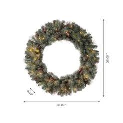 36 In. D Oversized Pre-Lit Glittered Pine Cone Artificial Christmas Wreath With 50 Warm White Lights 12 36 In. D Oversized Pre-Lit Glittered Pine Cone Artificial Christmas Wreath With 50 Warm White Lights -Christmas Decor Shop glitzhome christmas wreaths gh2004900008 4f 1000