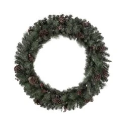 42 In. D Oversized Pre-Lit Glittered Pine Cone Artificial Christmas Wreath With 70 Warm White Lights -Christmas Decor Shop glitzhome christmas wreaths gh2004900009 1f 1000