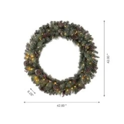 42 In. D Oversized Pre-Lit Glittered Pine Cone Artificial Christmas Wreath With 70 Warm White Lights -Christmas Decor Shop glitzhome christmas wreaths gh2004900009 4f 1000
