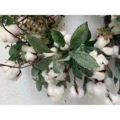 24 In. Unlit Green Artificial Christmas Wreath With Cottons And Leaves 11 24 In. Unlit Green Artificial Christmas Wreath With Cottons And Leaves -Christmas Decor Shop glitzhome christmas wreaths lkw20206 44 1000