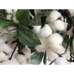 24 In. Unlit Green Artificial Christmas Wreath With Cottons And Leaves 9 24 In. Unlit Green Artificial Christmas Wreath With Cottons And Leaves -Christmas Decor Shop glitzhome christmas wreaths lkw20206 4f 1000