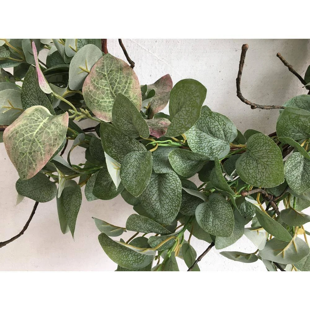 24 In. Green Unlit Seasonal Artificial Christmas Wreath With Eucalyptus 6 24 In. Green Unlit Seasonal Artificial Christmas Wreath With Eucalyptus - Image 4