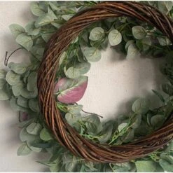 24 In. Green Unlit Seasonal Artificial Christmas Wreath With Eucalyptus 10 24 In. Green Unlit Seasonal Artificial Christmas Wreath With Eucalyptus -Christmas Decor Shop glitzhome christmas wreaths lkw20209gn 4f 1000