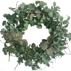 24 In. Green Unlit Seasonal Artificial Christmas Wreath With Eucalyptus