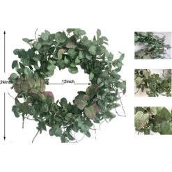 24 In. Green Unlit Seasonal Artificial Christmas Wreath With Eucalyptus 13 24 In. Green Unlit Seasonal Artificial Christmas Wreath With Eucalyptus -Christmas Decor Shop glitzhome christmas wreaths lkw20209gn fa 1000