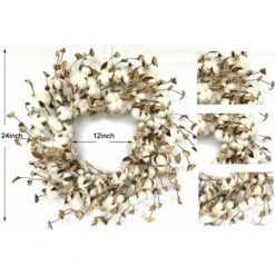 24 In. D Cotton Pods Artificial Christmas Wreath 11 24 In. D Cotton Pods Artificial Christmas Wreath -Christmas Decor Shop glitzhome christmas wreaths lkw20224 44 1000