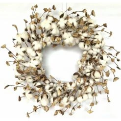 24 In. D Cotton Pods Artificial Christmas Wreath