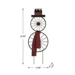 36 In. H Metal Bike Wheel Snowman Yard Stake Wall Dcor -Christmas Decor Shop glitzhome christmas yard decorations 1103202625 4f 1000