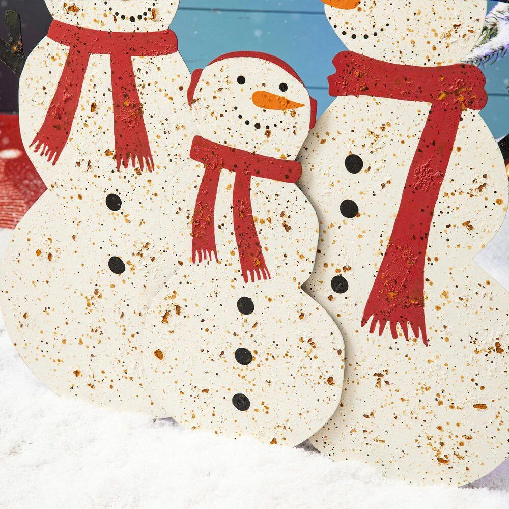 29.92 In. H Rusty Metal Snowman Family Yard Stake Or Standing Decor Or Wall Decor 9 29.92 In. H Rusty Metal Snowman Family Yard Stake Or Standing Decor Or Wall Decor - Image 7