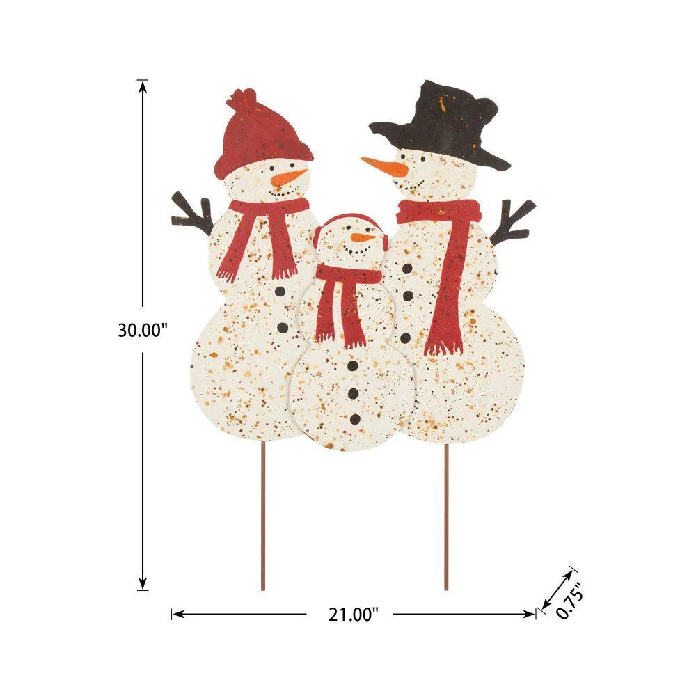 29.92 In. H Rusty Metal Snowman Family Yard Stake Or Standing Decor Or Wall Decor 6 29.92 In. H Rusty Metal Snowman Family Yard Stake Or Standing Decor Or Wall Decor - Image 4