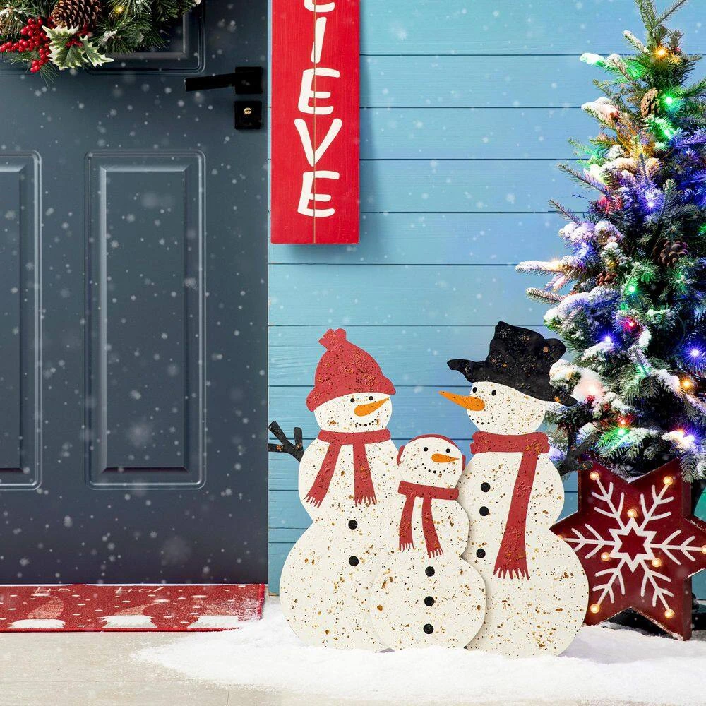 29.92 In. H Rusty Metal Snowman Family Yard Stake Or Standing Decor Or Wall Decor 4 29.92 In. H Rusty Metal Snowman Family Yard Stake Or Standing Decor Or Wall Decor - Image 2