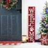 42 In. H Wooden Plaid Pet Welcome Porch Sign -Christmas Decor Shop glitzhome christmas yard decorations 2010100038 64 1000