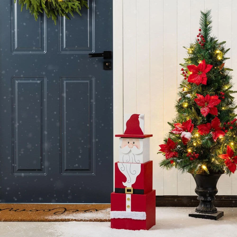 24.5 In. H Christmas Wood Santa And Nutcracker Reversible Boxed Porch Decor 10 24.5 In. H Christmas Wood Santa And Nutcracker Reversible Boxed Porch Decor - Image 8