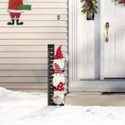 36 In. H Lighted Wooden Gnome Snow Gauge Yard Stake Or Wall Decor (KD, 2 Function) -Christmas Decor Shop glitzhome christmas yard decorations 2010200019 1f 1000