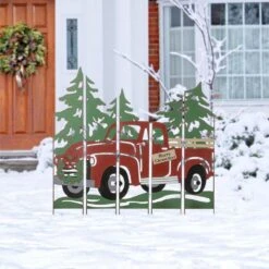 40 In. H Metal Truck Farm Combo Yard Stake Christmas Yard Decor -Christmas Decor Shop glitzhome christmas yard decorations 2010200028 1f 1000
