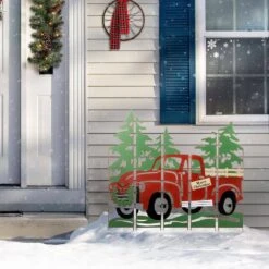 40 In. H Metal Truck Farm Combo Yard Stake Christmas Yard Decor -Christmas Decor Shop glitzhome christmas yard decorations 2010200028 4f 1000