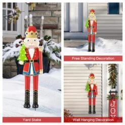 43.25 In. H Metal Nutcracker Christmas Yard Decor Yard Stake Or Standing Decor Or Hanging Decor (KD, Three Function) -Christmas Decor Shop glitzhome christmas yard decorations 2010200053 44 1000