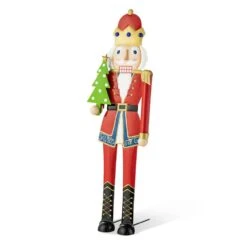 43.25 In. H Metal Nutcracker Christmas Yard Decor Yard Stake Or Standing Decor Or Hanging Decor (KD, Three Function) -Christmas Decor Shop glitzhome christmas yard decorations 2010200053 4f 1000
