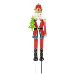 43.25 In. H Metal Nutcracker Christmas Yard Decor Yard Stake Or Standing Decor Or Hanging Decor (KD, Three Function)