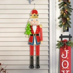43.25 In. H Metal Nutcracker Christmas Yard Decor Yard Stake Or Standing Decor Or Hanging Decor (KD, Three Function) -Christmas Decor Shop glitzhome christmas yard decorations 2010200053 77 1000