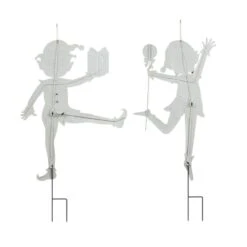 35.75 In. H Set Of 2 Christmas Metal Dancing Elf Yard Stake Or Wall Décor -Christmas Decor Shop glitzhome christmas yard decorations 2010200072 66 1000