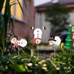 24 In. H Set Of 3 Christmas Metal Snowman Yard Stake Or Wall Décor -Christmas Decor Shop glitzhome christmas yard decorations 2010200073 31 1000