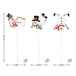 24 In. H Set Of 3 Christmas Metal Snowman Yard Stake Or Wall Décor -Christmas Decor Shop glitzhome christmas yard decorations 2010200073 c3 1000