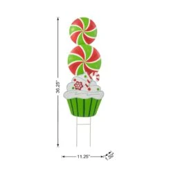 36.25 In. H Christmas Theme Metal Peppermint And Cupcake Yard Stake -Christmas Decor Shop glitzhome christmas yard decorations 2010200074 c3 1000