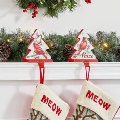 7 In. H Metal Christmas Cardinal Stocking Holder (Set Of 2) 11 7 In. H Metal Christmas Cardinal Stocking Holder (Set Of 2) -Christmas Decor Shop glitzhome stocking holders 2005000045 4f 1000