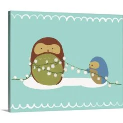 20 In. X 16 In. Happy Owlidays VII By June Vess Canvas Wall Art