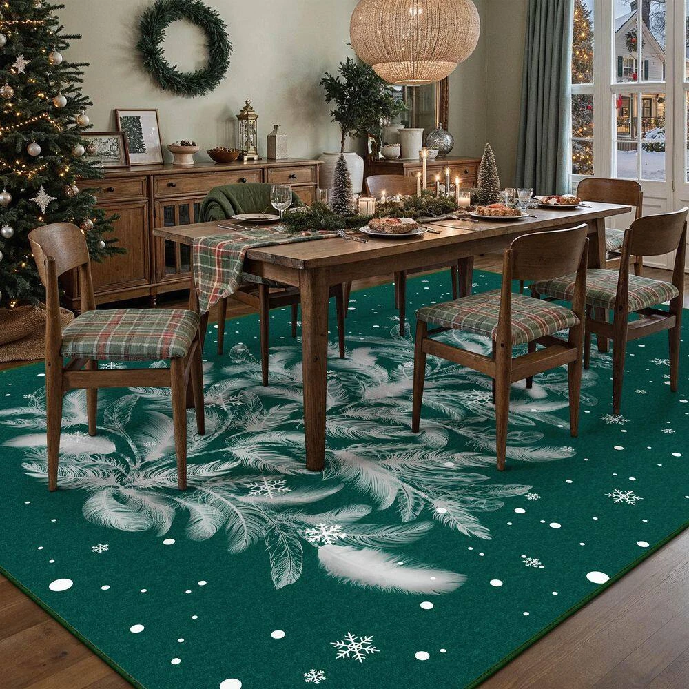 Christmas 6 Ft. X 9 Ft. Green Feather Christmas Tree Area Rug 5 Christmas 6 Ft. X 9 Ft. Green Feather Christmas Tree Area Rug - Image 3