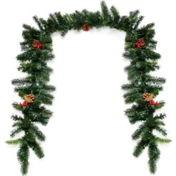 9 Ft. Pre-lit Artificial Christmas Garland Decoration Indoor Outdoor W/LED Lights Timer -Christmas Decor Shop gymax christmas garland gym05966 1f 1000