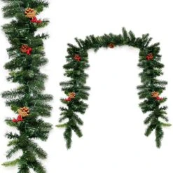 9 Ft. Pre-lit Artificial Christmas Garland Decoration Indoor Outdoor W/LED Lights Timer -Christmas Decor Shop gymax christmas garland gym05966 44 1000