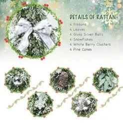 Artificial Frosty Christmas Garland Xmas Cypress Rattan Holiday Decor -Christmas Decor Shop gymax christmas garland gym08525 1d 1000