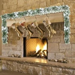 Artificial Frosty Christmas Garland Xmas Cypress Rattan Holiday Decor -Christmas Decor Shop gymax christmas garland gym08525 e1 1000