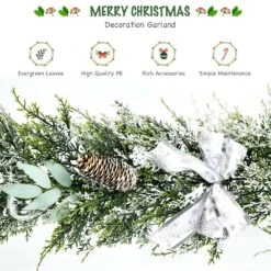 Artificial Frosty Christmas Garland Xmas Cypress Rattan Holiday Decor -Christmas Decor Shop gymax christmas garland gym08525 fa 1000