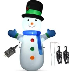 4 Ft. H X 2.2 Ft. W Christmas Inflatable Snowman Holiday Decoration With Internal LED Lights -Christmas Decor Shop gymax christmas inflatables gym06042 1f 1000