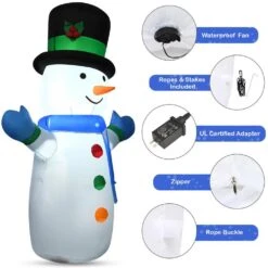 4 Ft. H X 2.2 Ft. W Christmas Inflatable Snowman Holiday Decoration With Internal LED Lights -Christmas Decor Shop gymax christmas inflatables gym06042 4f 1000