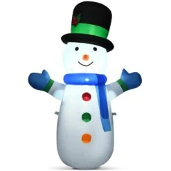 4 Ft. H X 2.2 Ft. W Christmas Inflatable Snowman Holiday Decoration With Internal LED Lights -Christmas Decor Shop gymax christmas inflatables gym06042 fa 1000