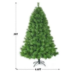 7 Ft. Metal Artificial Christmas Tree Hinged Tree With Stand 808 Branch Tips -Christmas Decor Shop gymax christmas tree stands gym05974 4f 1000