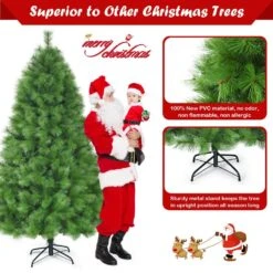 7 Ft. Metal Artificial Christmas Tree Hinged Tree With Stand 808 Branch Tips -Christmas Decor Shop gymax christmas tree stands gym05974 76 1000