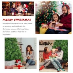 7 Ft. Metal Artificial Christmas Tree Hinged Tree With Stand 808 Branch Tips -Christmas Decor Shop gymax christmas tree stands gym05974 fa 1000