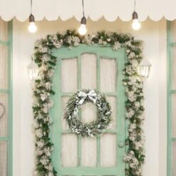 24 In. Cypress Artificial Christmas Wreath Frosty Xmas Wreath Holiday Decoration -Christmas Decor Shop gymax christmas wreaths gym08526 31 1000