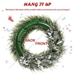 24 In. Cypress Artificial Christmas Wreath Frosty Xmas Wreath Holiday Decoration -Christmas Decor Shop gymax christmas wreaths gym08526 76 1000