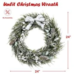24 In. Cypress Artificial Christmas Wreath Frosty Xmas Wreath Holiday Decoration -Christmas Decor Shop gymax christmas wreaths gym08526 c3 1000