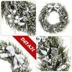 24 In. Cypress Artificial Christmas Wreath Frosty Xmas Wreath Holiday Decoration -Christmas Decor Shop gymax christmas wreaths gym08526 fa 1000