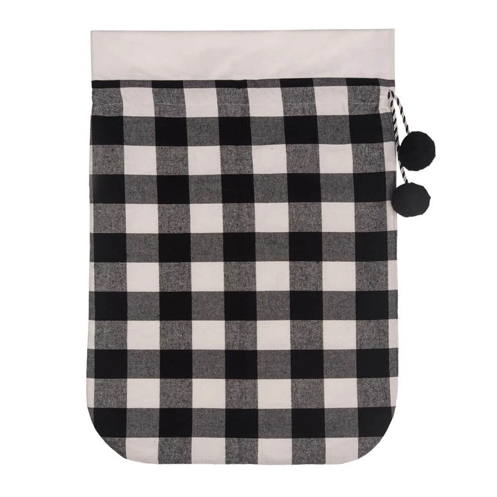 28 In. Black And White Buffalo Check Christmas Santa Bag 4 28 In. Black And White Buffalo Check Christmas Santa Bag - Image 2